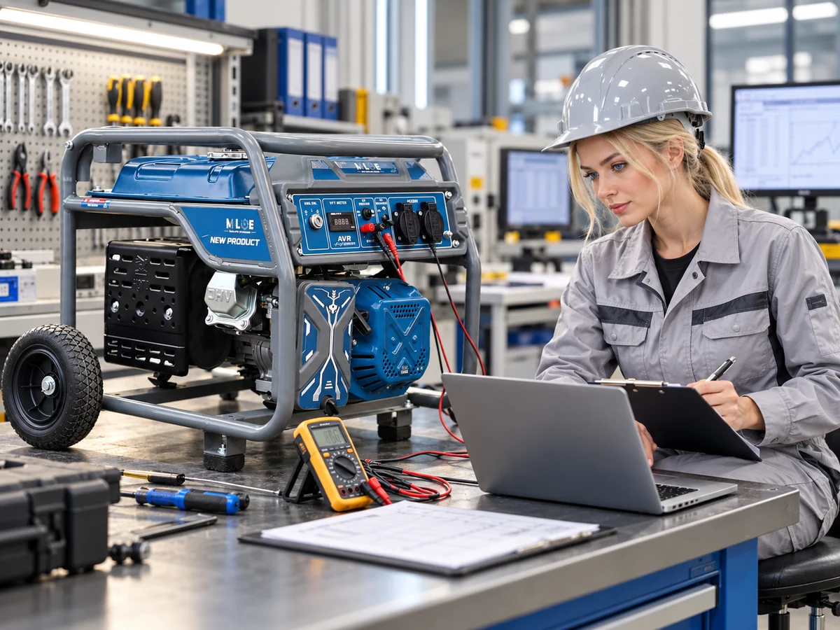 MLBE engineer completing a generator supplier checklist during final quality inspection